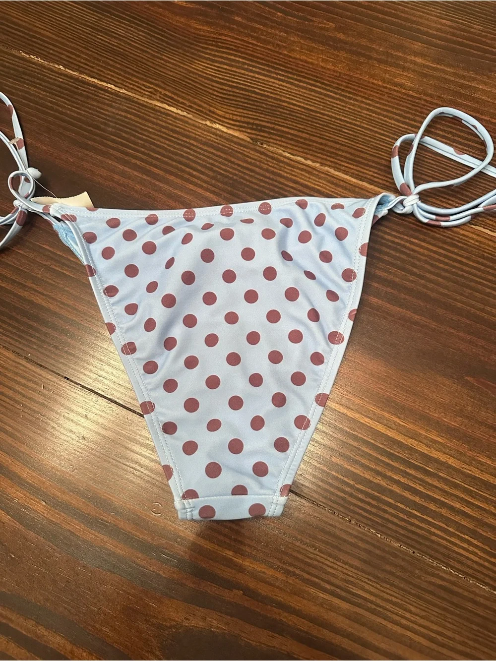 Cabana del sol light Blue Polka Dot Tie-Side Bikini Bottom size medium